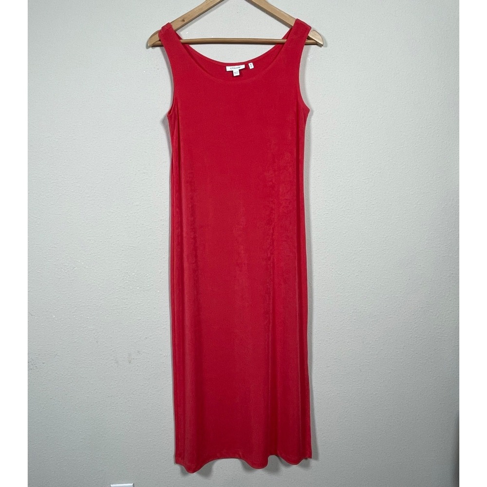 Chico's Maxi Dress Women 0P Red Travel Minimalist Sleeveless Jersey Knit Bold